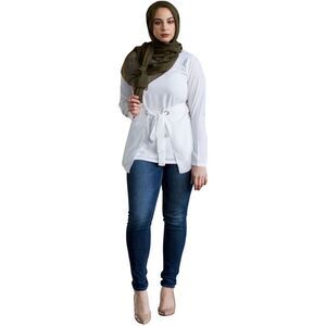 Verona Collection Womens Tie-Belt Pullover Blouse, White, NWT